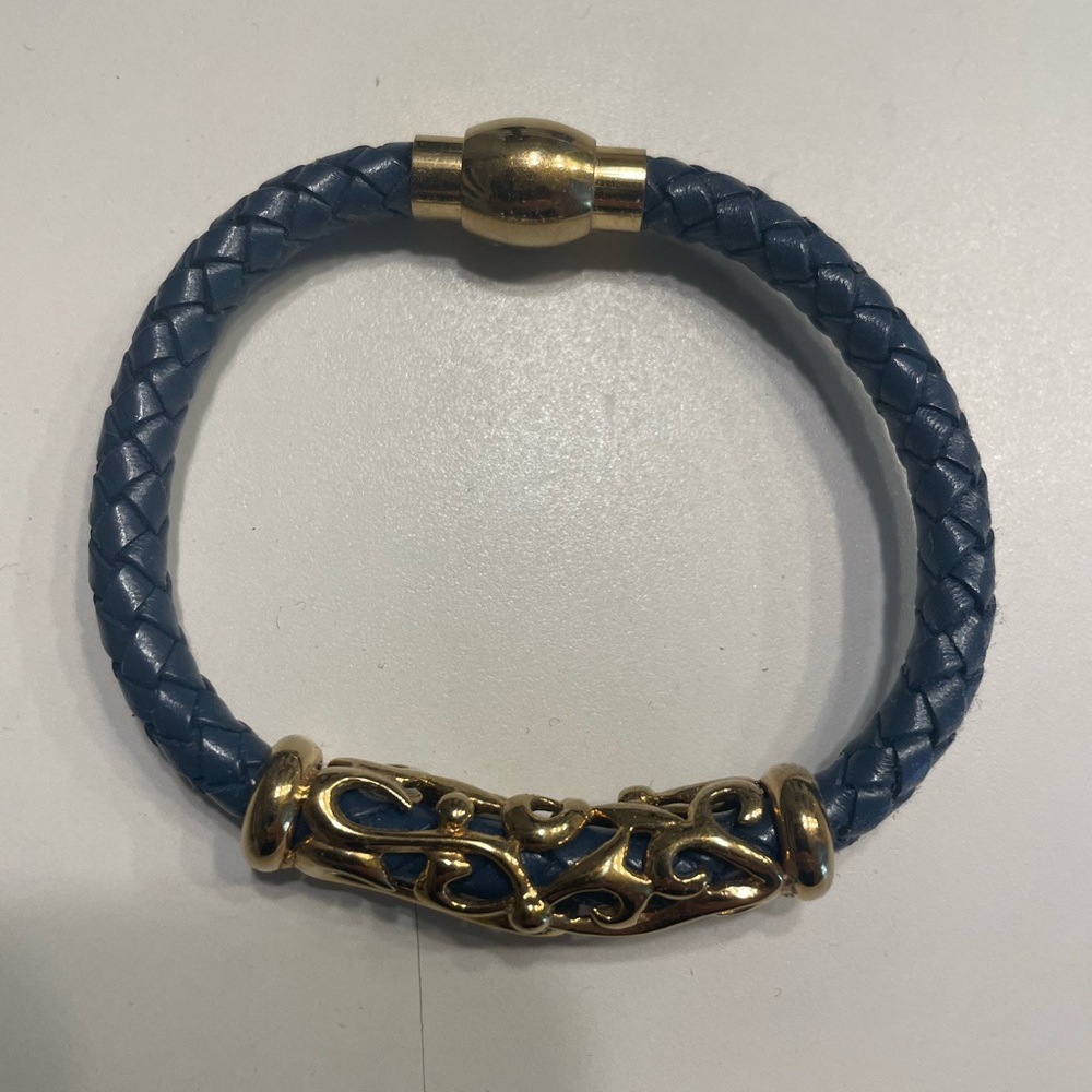 Bracelet - Blue woven “rope” with gold accents.